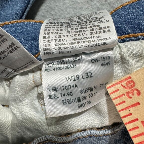 Levis Jeans Mens 511 29x 32 Blue Denim American Solid Straight Workwear Mid Rise - Picture 9 of 12